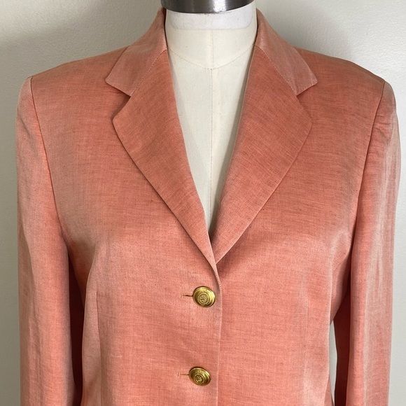 CLASSIC LUXURY VINTAGE WINDSOR BLAZER FLAX SILK CORAL SIZE EURO 40 - Picture 5 of 17